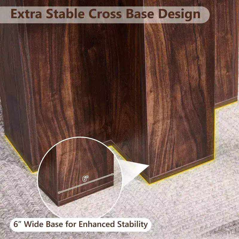 63 Oval Dining Table for 6-8, Modern T-Base, Scratch-Resistant Wood Grain Surface for Dining Room, Kitchen & Living Room