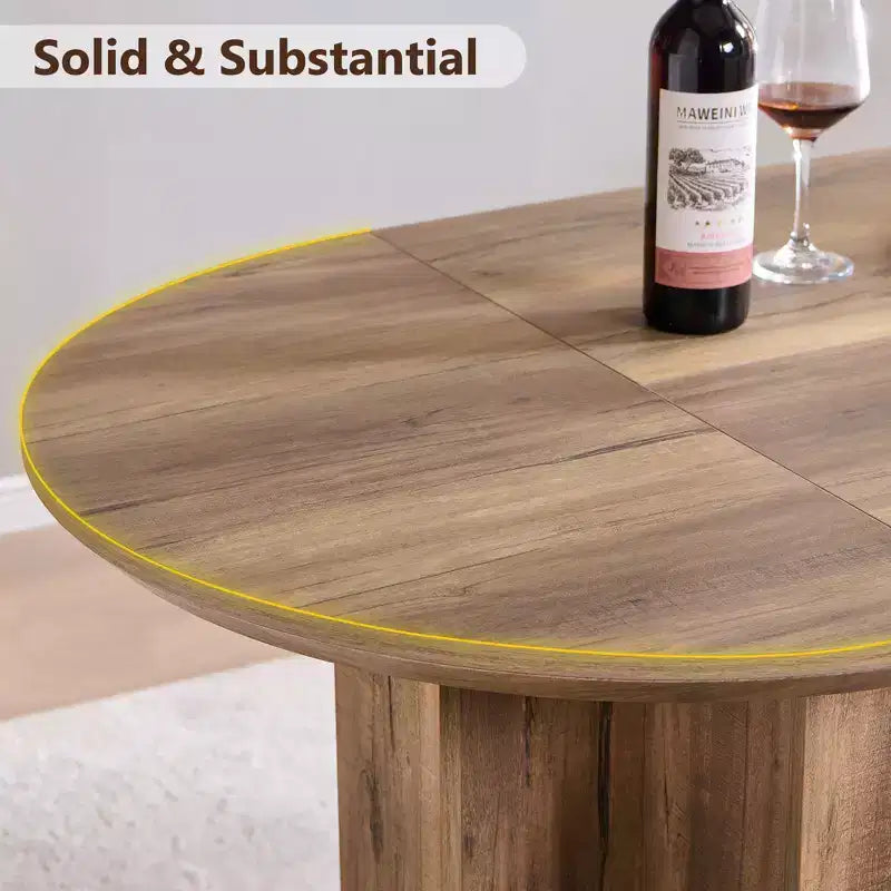 63 Oval Dining Table for 6-8, Modern T-Base, Scratch-Resistant Wood Grain Surface for Dining Room, Kitchen & Living Room