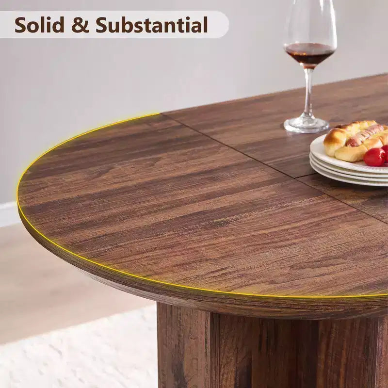 63 Oval Dining Table for 6-8, Modern T-Base, Scratch-Resistant Wood Grain Surface for Dining Room, Kitchen & Living Room