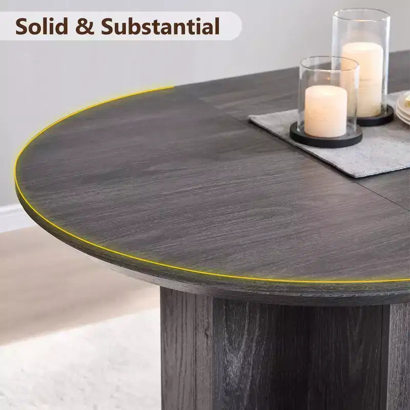 63 Oval Dining Table for 6-8, Modern T-Base, Scratch-Resistant Wood Grain Surface for Dining Room, Kitchen & Living Room