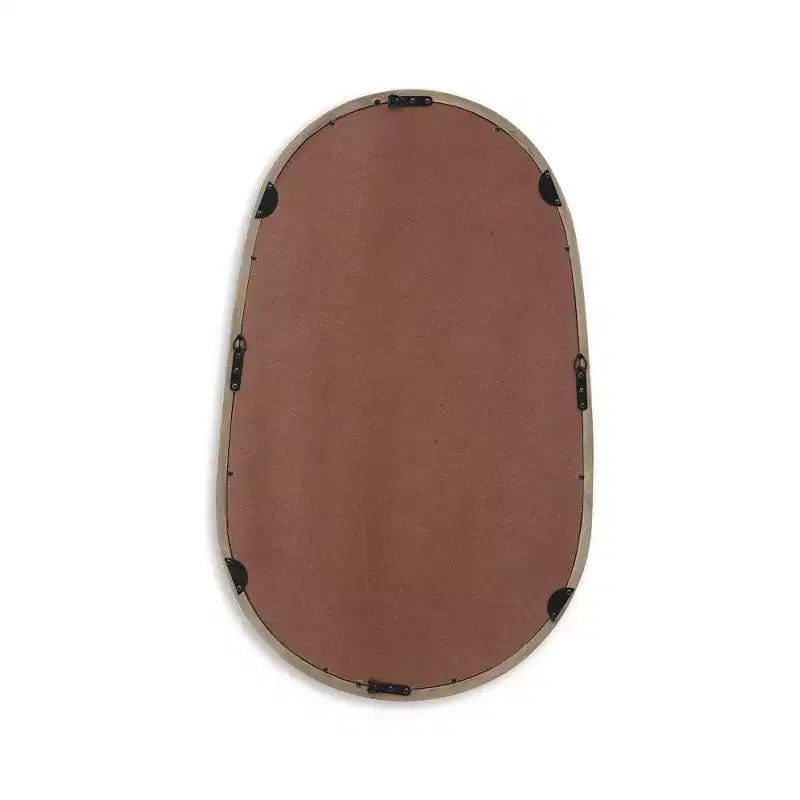 Oval Wall Accent Mirror with Antique Brown Wood Frame