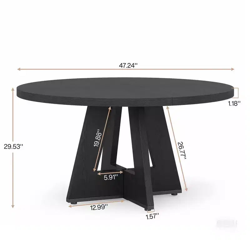 Farmhouse Style Round Dining Table, 47" Retro Home Kitchen Table