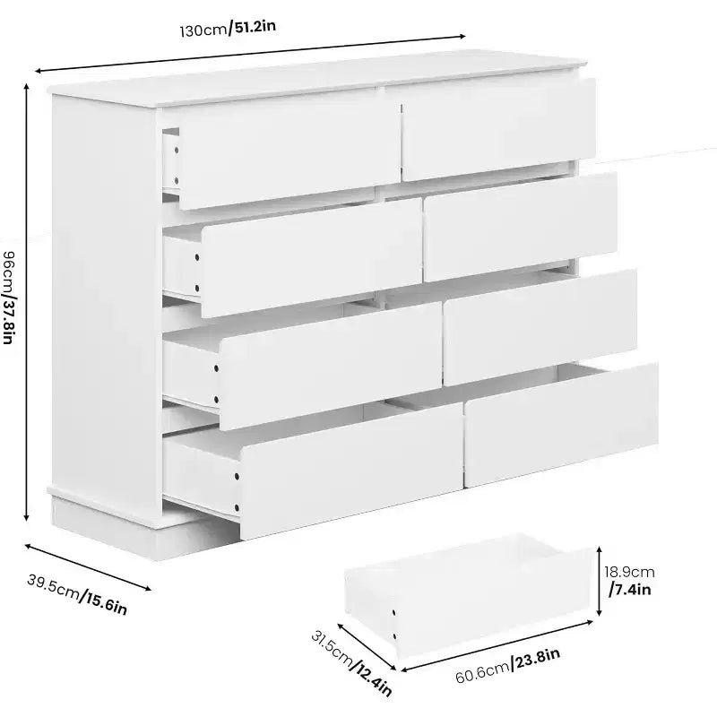8-Drawer Double Dresser for Bedroom – 51" Wide Chest of Drawers