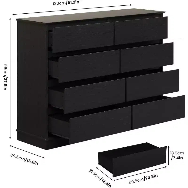 8-Drawer Double Dresser for Bedroom – 51" Wide Chest of Drawers