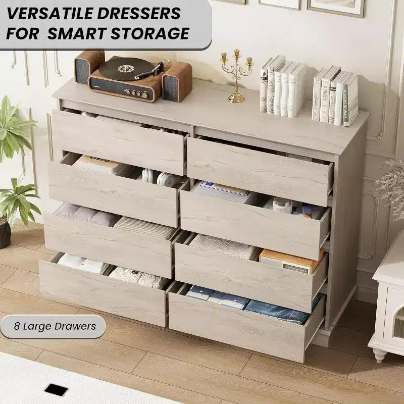 8-Drawer Double Dresser for Bedroom – 51" Wide Chest of Drawers