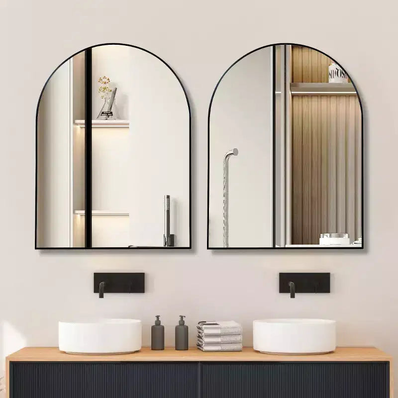 30 x 40 Arched Decor Wall Mirror, Large Modern Aluminum Alloy Frame Vanity Mirror for Entryway & Bathroom