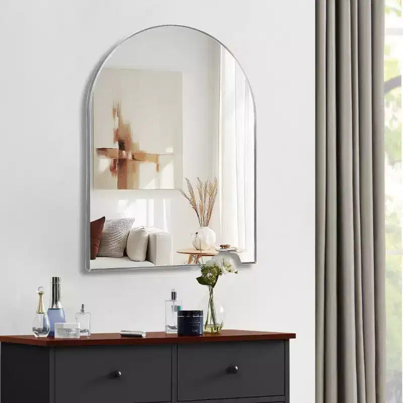 30 x 40 Arched Decor Wall Mirror, Large Modern Aluminum Alloy Frame Vanity Mirror for Entryway & Bathroom