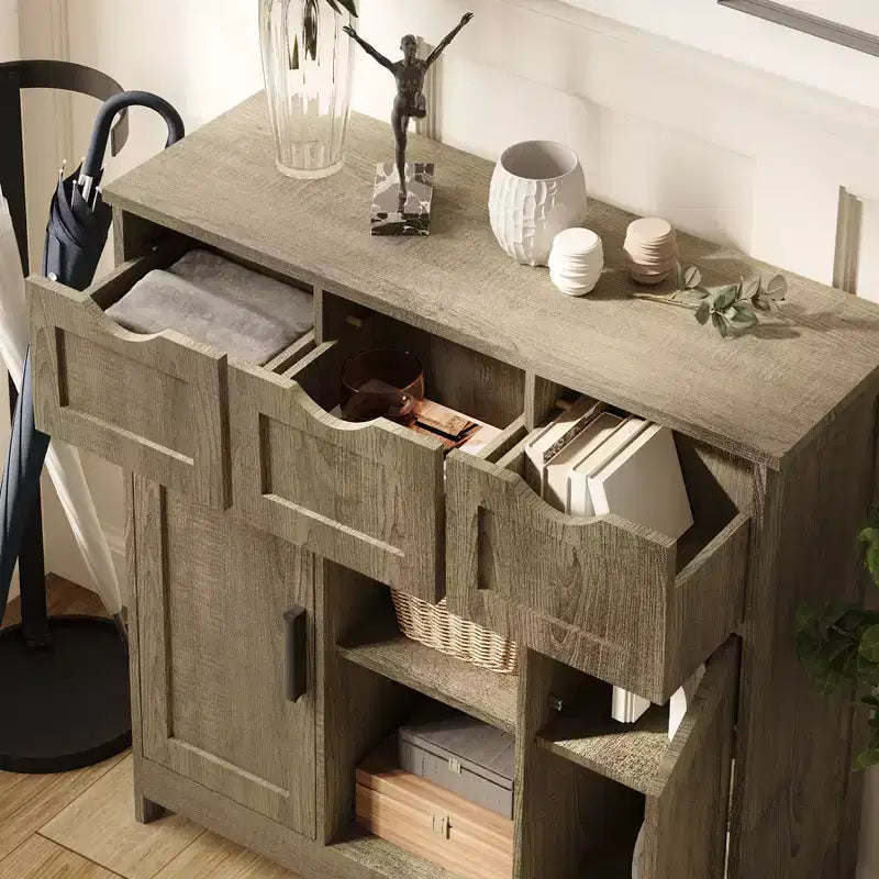 35" Sideboard Buffet Cabinet with 3 Drawers & 2 Doors – Entryway Console Table