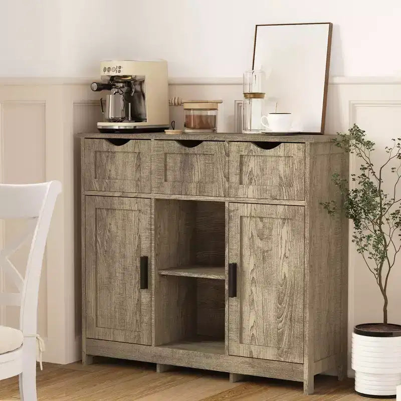 35" Sideboard Buffet Cabinet with 3 Drawers & 2 Doors – Entryway Console Table