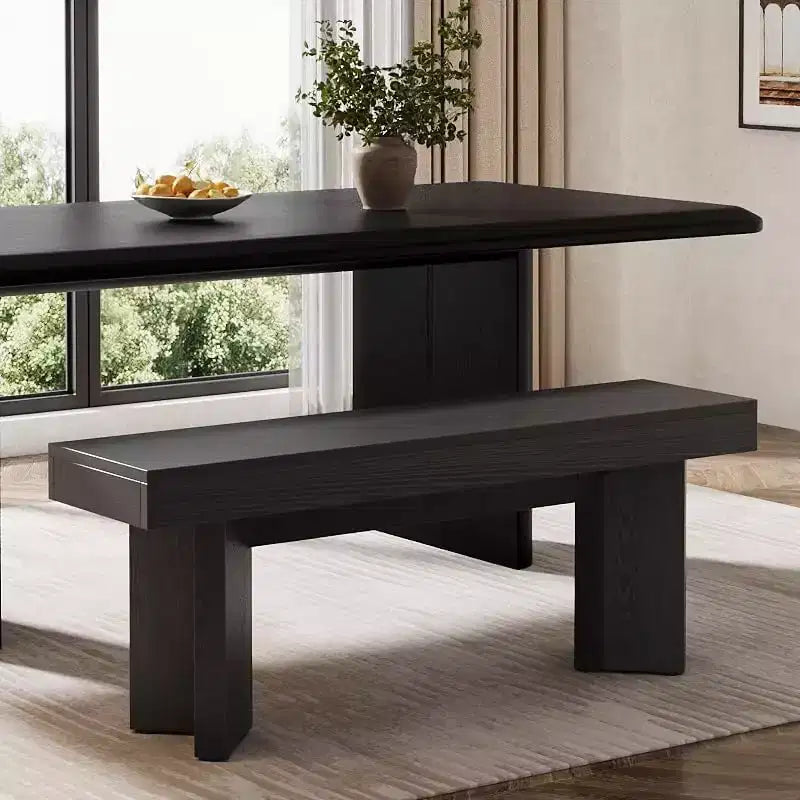 47" Wooden Entryway Bench, Farmhouse Indoor End of Bed Bench, Long Table Bench Seat for Bedroom, Hallway, Foyer (Black)