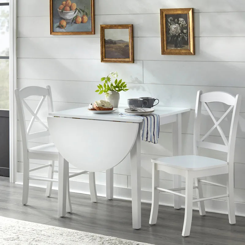 Ensemble de salle à manger 3 pièces avec table à rallonges style cottage rustique