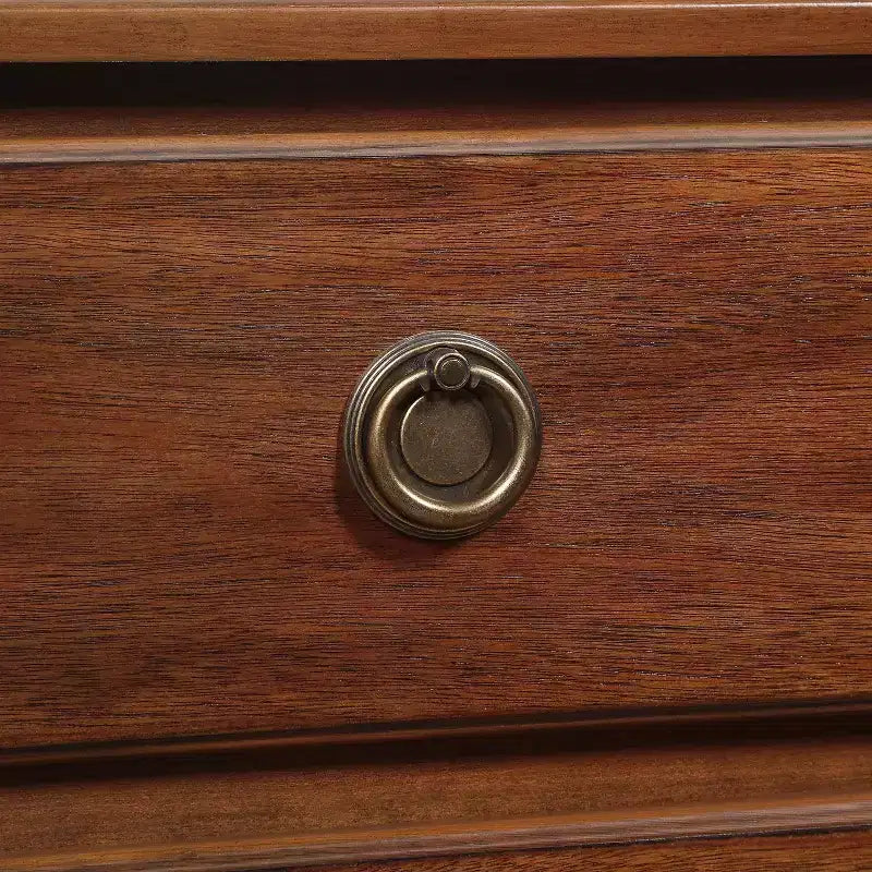 Brown 3-Drawer Nightstand with Antique Bronze Hardware