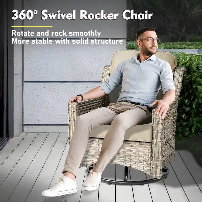 Ensemble de conversation de jardin 9 pièces XIZZI avec fauteuil pivotant