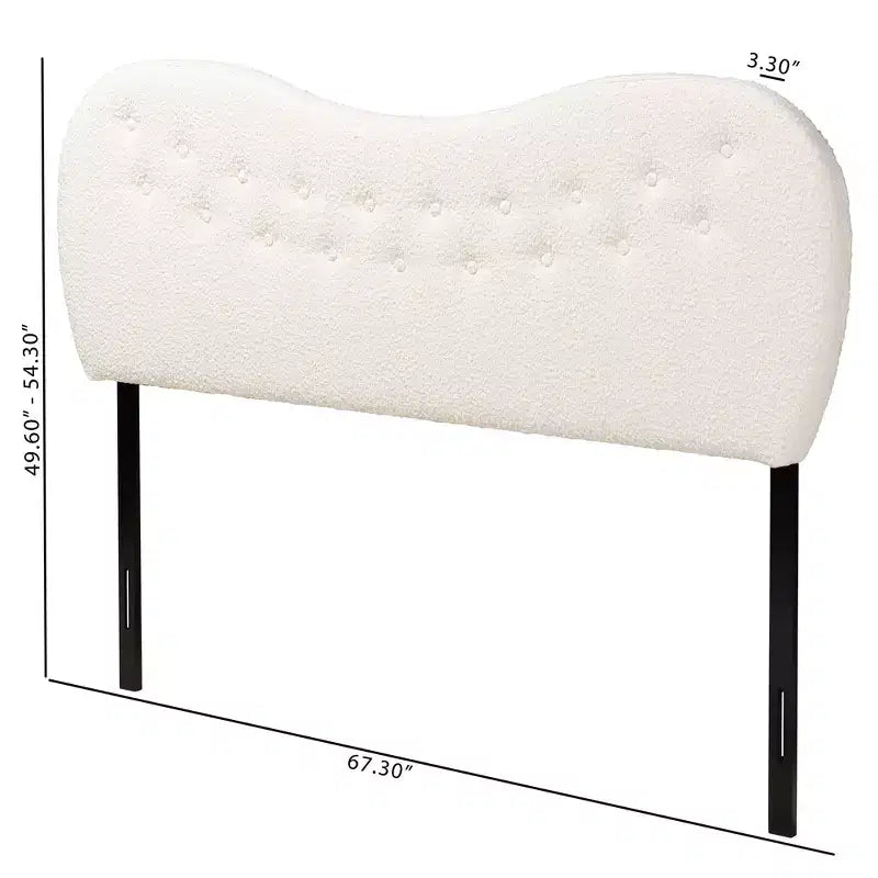 Cream Boucle Fabric Queen Size Headboard