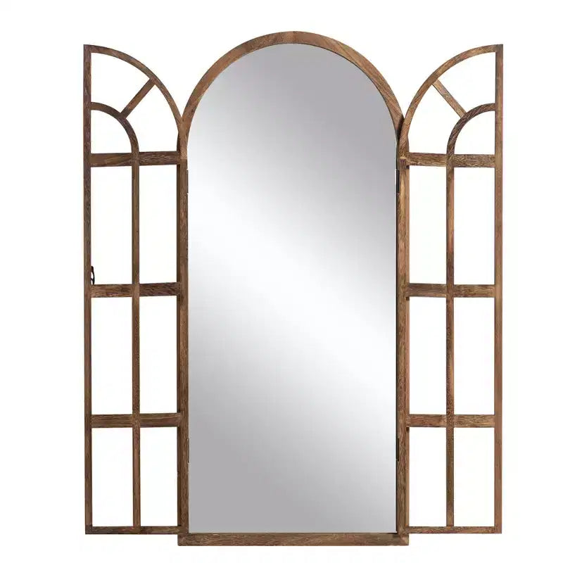 Arched Wood Frame Window Mirror - Full Length
