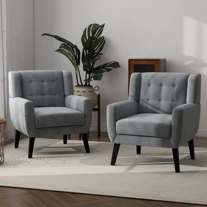 Lot de 2 fauteuils de salon en velours avec accoudoirs
