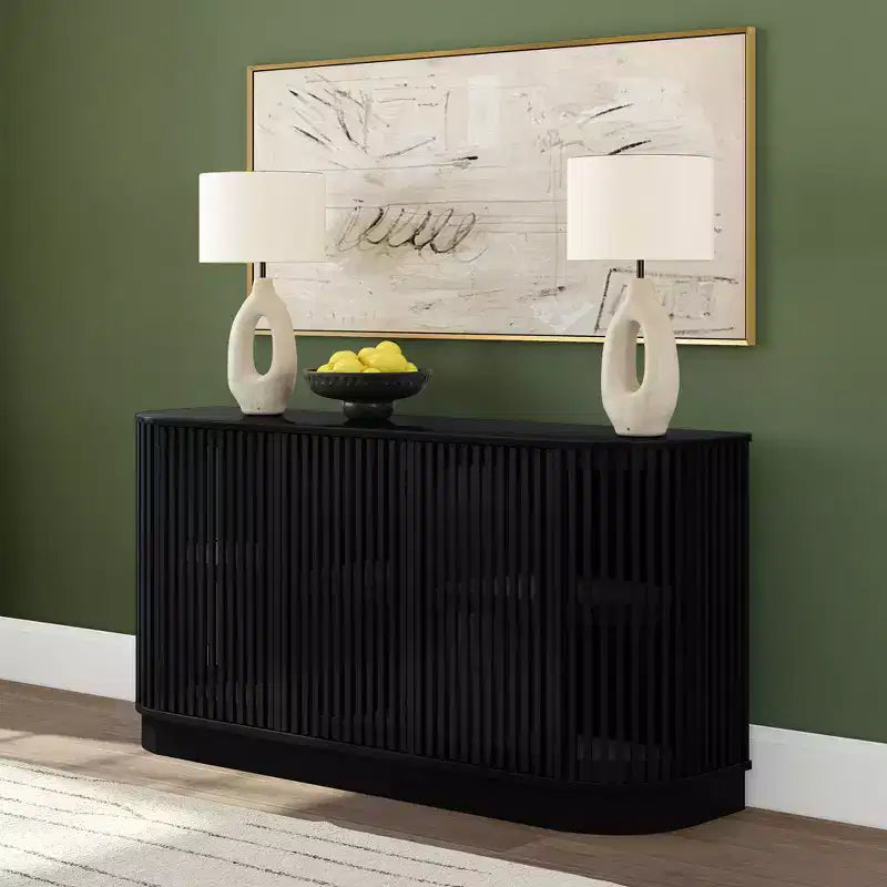 Buffet en bois massif Plank+Beam Contour avec 3 portes, meuble TV 59 po pour salon