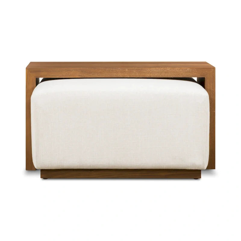 Ottoman Poly & Bark Jarmo avec table en noyer réglable – Cuir pleine fleur véritable italien