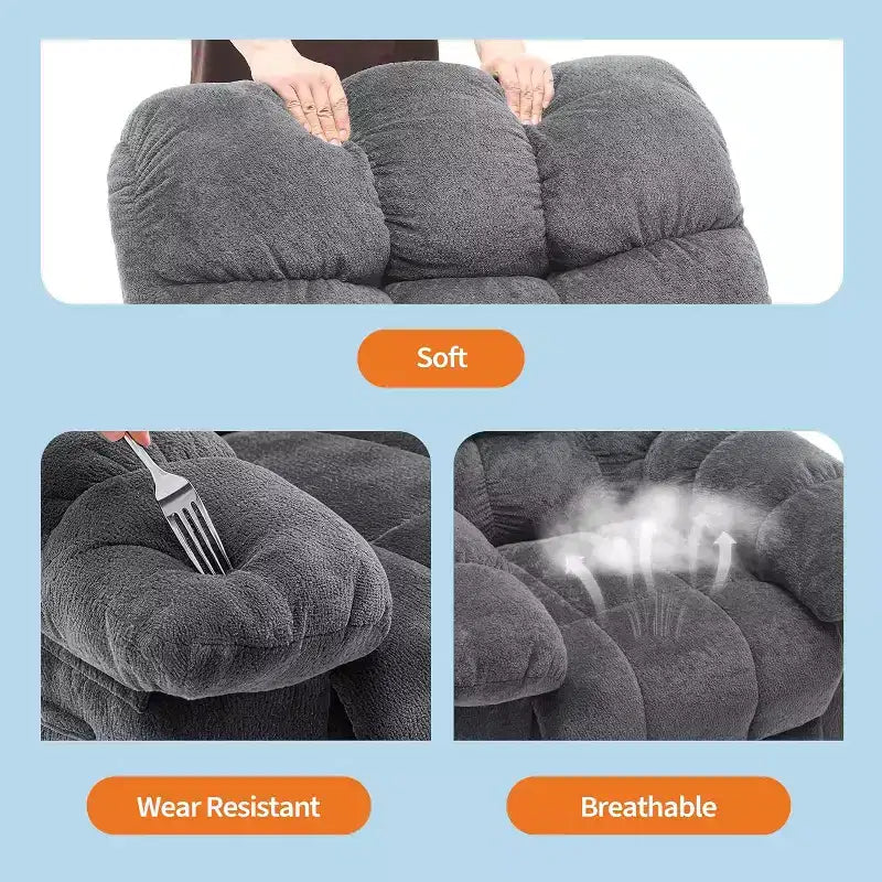 Fauteuil inclinable manuel, fauteuil inclinable ergonomique en tissu respirant avec poches latérales, canapé individuel, adapté au salon et à la chambre à coucher